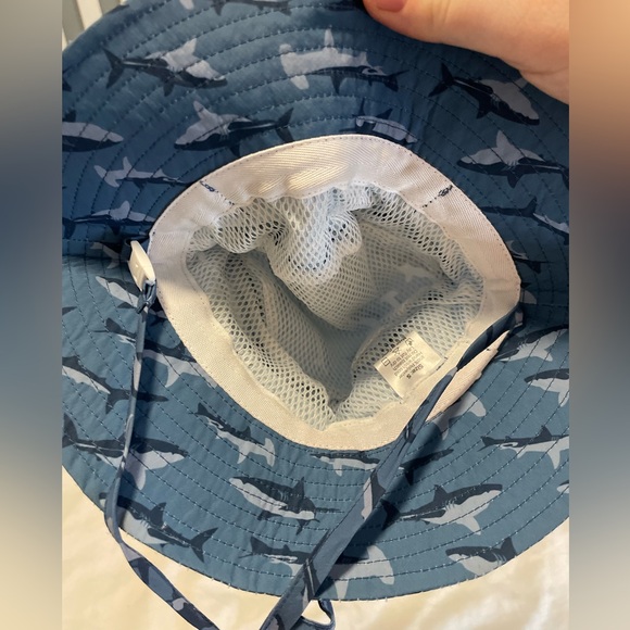 Jan & Jul Shark Print Aqua Quick Dry Blue Adjustable Bucket Hat Infant Small - Picture 5 of 7